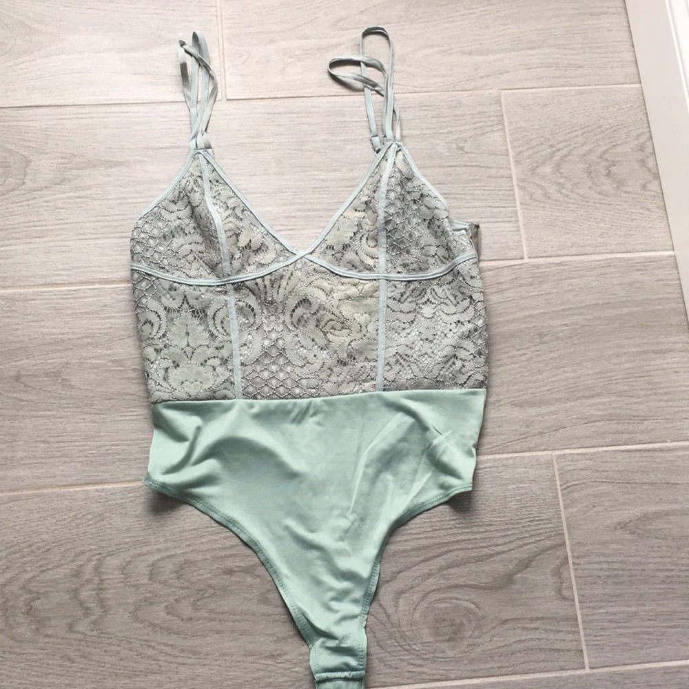 Tobi Teal Lacy Bodysuit